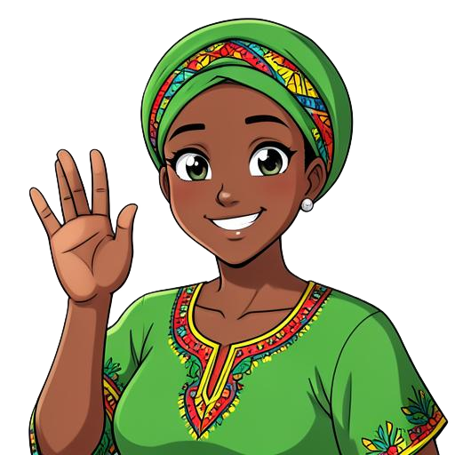 Market woman waving hello